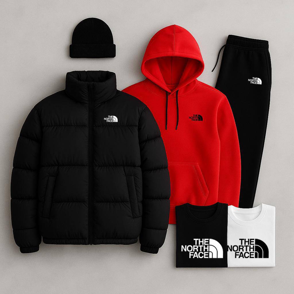 TNF™ Winter Streetwear Set – Puffer Jacket, Hoodie, Joggers & Tees