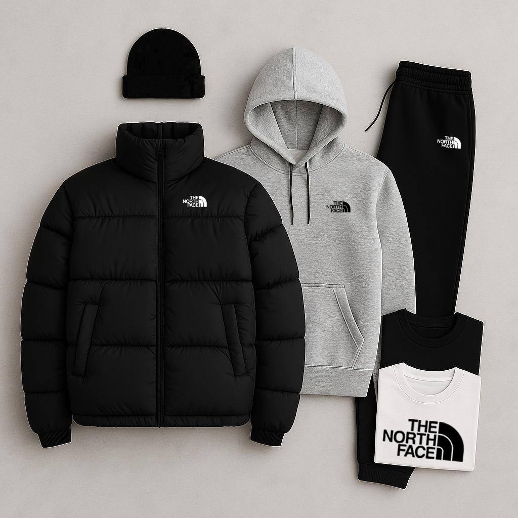 TNF™ Winter Streetwear Set – Puffer Jacket, Hoodie, Joggers & Tees